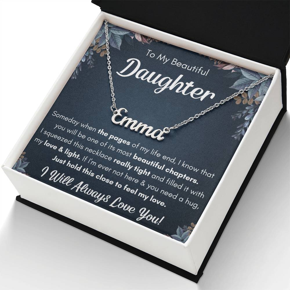 TO MY DAUGHTER CHAPTERS SQUEEZED NAME NECKLACE GIFT SET